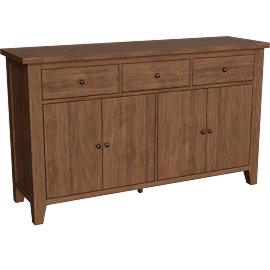 Perspective view of Jayden Brown Acacia Wood 4 Door 3 Drawer 62 Buffet Sideboard