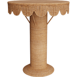 Perspective view of Pabla Rattan Scalloped Top Accent Table