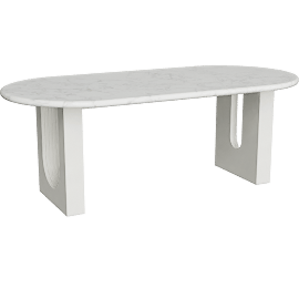 Perspective view of Zennia White Natural Marble Top And White Finish