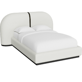 Perspective view of Sable Queen Bed Off White Linen