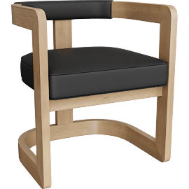 Perspective view of Manchester Black Vegan Faux Leather Dining Chair With Natural Wire Brush Finish