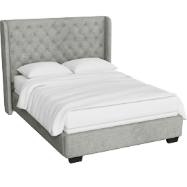 Perspective view of Delly Queen Tufted Shelter Bed, Light Grey