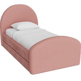 Perspective view of Valeria Twin Bed, Rose Upcycled Chenille