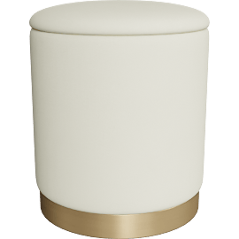 Perspective view of Zoei Cream Chenille Storage Ottoman