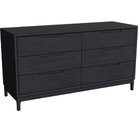 Perspective view of Junie Vintage Black 60 6 Drawer Dresser