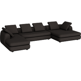 Perspective view of Americano Asymmetrical Double Chaise Sectional, Standard, Pebbleweave Chocolate