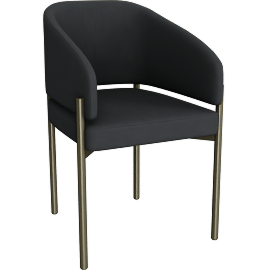 Perspective view of Oxford Dining Chair, Black & Brass Frame