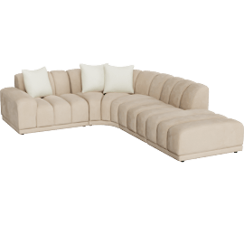 Perspective view of Blossom Modular 4 Piece Sectional With Left Arm Facing Chair