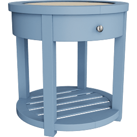 Perspective view of Palisades Round End Table Blue