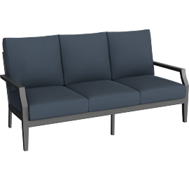 Perspective view of PORTOFINO OUTDOOR METAL + NAVY SUNTASTIC FABRIC SOFA