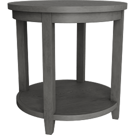 Perspective view of Chelsey Carbon 24 Wide Round Wood End Table, Shelf