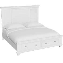 Perspective view of Edie White King Wood Platform Storage Bed