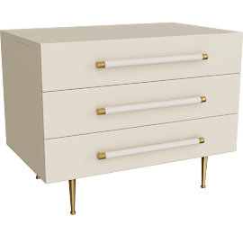 Perspective view of Trinity Taupe 3 Drawer Nightstand