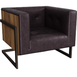 Perspective view of Magali Ebony Top Grain Leather Accent Chair