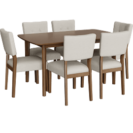 Perspective view of Rego Brown 59 Rectangular Dining Set For 6