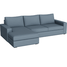 Perspective view of Araceli II French Blue 2 Piece Sectional With Left Arm Facing Chaise