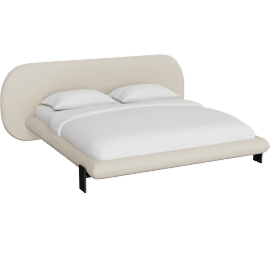 Perspective view of Stellar Off White Fabric King Bed