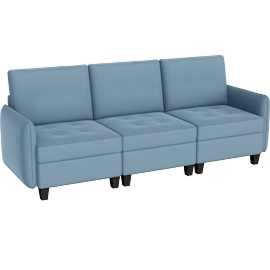 Perspective view of Maston Blue Sofa