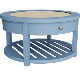 Perspective view of Palisades Round Coffee Table Blue