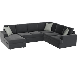 Perspective view of Bonaterra II 127 2 Piece Sectional With Left Arm Facing Sofa Chaise, Gun Metal
