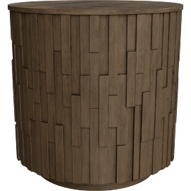 Perspective view of Brown Wood 24 Drum End Table, Round