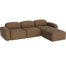Perspective view of Brunello Sectional Sofa Brown Velvet