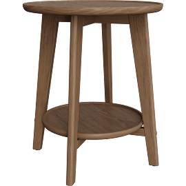 Perspective view of Kairo Brown 20 Wide Round Wood End Table With Shelf