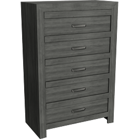 Perspective view of Baylor Grey 5 Drawer Chest