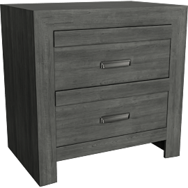 Perspective view of Baylor Grey 2 Drawer Nightstand