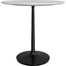 Perspective view of Nero 36" White Marble and Black Metal Round Bistro Dining Table