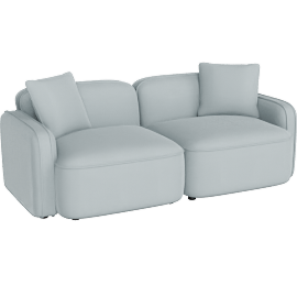 Perspective view of Travie Light Green Performance Corduroy Velvet Modular Loveseat