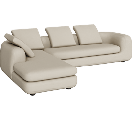Perspective view of Americano Sectional w/ Chaise RHF, Standard, Pecora Cream