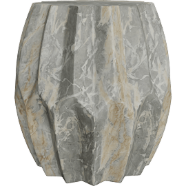 Perspective view of Elva Side Table, Yellow and Grey Marble