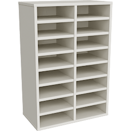 Perspective view of Pigeonhole Unit 16 - 600w x 320d x 880h