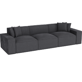 Perspective view of Mindy Charcoal Chenille Basketweave Modular Sofa