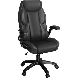 Perspective view of Vista Black Faux Leather Office Chair, Ergonomic, Swivel, High Back, Adjustable