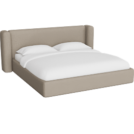 Perspective view of Vienna King Bed Tan Boucle