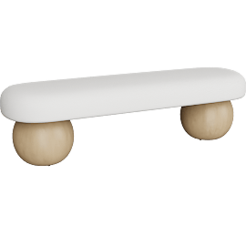 Perspective view of Arielle Cream Boucle Upholstered Bedroom Bench, Entryway