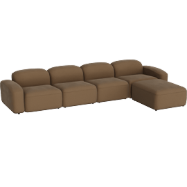 Perspective view of Brunello Large Sectional Sofa Brown Velvet
