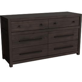 Perspective view of Sawyer Black Walnut 6 Drawer Dresser