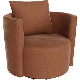Perspective view of Twirl III 37 Rust Swivel Accent Chair