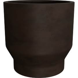 Perspective view of Oberon Antiqued Dark Brown Cement Indoor/Outdoor Medium Planter 15.75"H