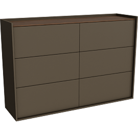 Perspective view of BERA 6 DRAWER DRESSER, ONIX/WALNUT