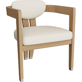 Perspective view of Lyle Cream Vegan Leather Fabric Dining Chair With Natural Wire Brush Finish