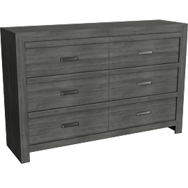 Perspective view of Baylor Grey 6 Drawer Dresser
