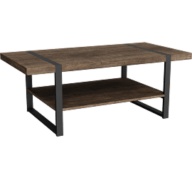 Perspective view of Contempo Modern Brown 47 Rectangle Coffee Table, Shelves, Storage