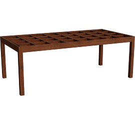 Perspective view of Domus Dining Table, Iroko