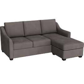 Perspective view of Porthos II Grey 80 Queen Sleeper Sofa With Memory Foam Mattress & Reversible Chaise