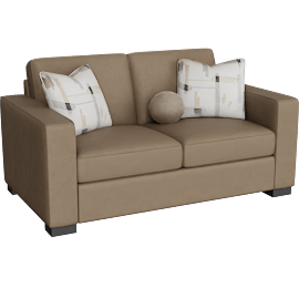 Perspective view of Adelynn Brown Suede Loveseat With 3 Pillows
