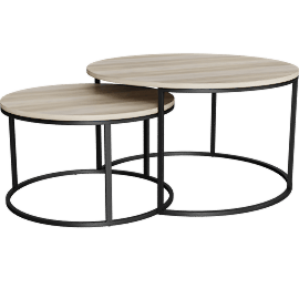 Perspective view of Lacey Natural 37 Round Nesting Coffee Tables